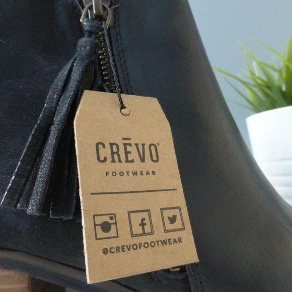 Crevo Autumn Black Ankle Boots Tan Heel - Picture 7 of 12